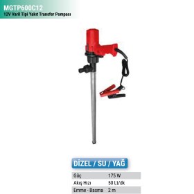 Resim Omega 12V Varil Tipi Yakıt Transfer Pompası MGTP600C12 