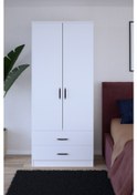 Resim Gubimo Abete Mobilya 2 Kapılı 2 Çekmeceli Gardırop / Beyaz 