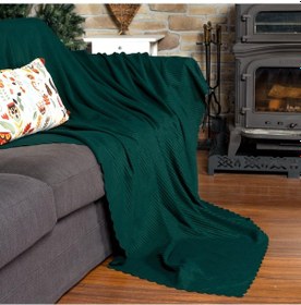 Resim Mikrofiber Şönil Fitilli Minimalist Tekl Koltuk Örtüsü - 110x175 Cm,2 Adet Çift Taraflı, Kaymaz, Terletmez Zümrüt Zümrüt 