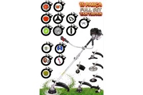 Resim Stanrayf Alman 20HP 15 Parça Ultra Güçlendirilmiş Benzinli Motorlu Yan Tip Tırpan Ot Çalı Çim Biçme Motoru Makinası 
