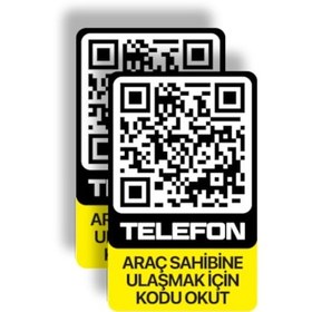 Resim 2'li Paket Meo Karekodlu Araç Numaratörü - Araç İçi Park Numarası 