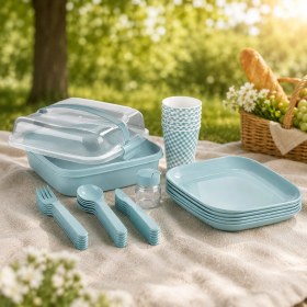 Resim Titiz Piknik Seti 6 Kişilik Kamp ve Bahçe Seti - 32 Parça 