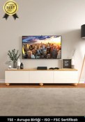 Resim B3 Concept Nort Serisi Dekoratif 3 Kapaklı Dolaplı 1. Kalite Ayaklı Televizyon Konsol TV Ünitesi 