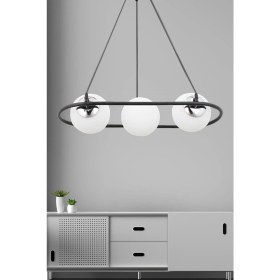 Resim Malo 3 Lü Siyah Krom Beyaz Camlı Çocuk Odası Kolidor Mutfak Yatak Odası Salon Avize 