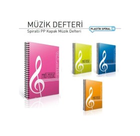 Resim Spiralli Plastik Kapak Müzik Defteri A4 60 Yaprak 