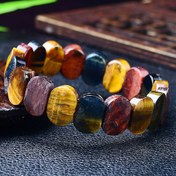 Resim Kaplan Gözü Taşlı Bileklik - Doğal Çok Renkli Boncuklu Takı, Vintage Bohem Tarzı, Günlük Kullanım veya Hediye Vermek İçin Mükemmel, Kadınlar ve Erkekler İçin İdeal, Günlük Bileklik | Vintage Bohem Tarzı | Doğal Taş Bileklik 