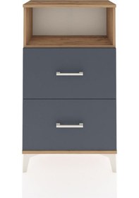 Resim Arges Komodin Tek Raflı 2 Çekmeceli 60x30x106 Çam-antrasit Atlas Çam 