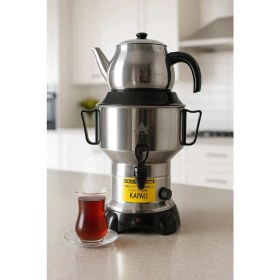Resim Armağan Çaycı & Elektrikli Çay Semaveri - 6 Litre - Gizli Rezistans - 430 Kalite Paslanmaz Çelik 