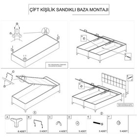 Resim Setaymobilya Baza, Duke Lux Çift Kişilik Krem Baza + Başlık Seti, Mdf, Setay 