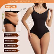 Resim 1 adet Yüksek Sıkıştırma Kadın Şekillendirici Bodysuit | Sırtı Açık, Ayarlanabilir Askı, Esnek Kalça Kaldırma, Karın Kontrolü için İnce Bel Tasarımı, Tam Göğüs Desteği, Dar Kolsuz Uygun, Büyük Beden, Modellik Romper, Rahat Uygun 