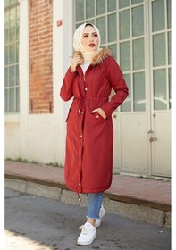 Resim İçi Kürklü Mont 2401 - Bordo 