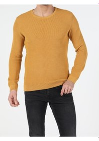 Resim Colin's Slim Fit Bisiklet Yaka Erkek Safran Kazak CL1052174_Q1.V1_YLS 