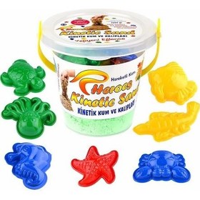Resim Heroes Kinetik Kum Kovalı Set 6 Renk Seçenekli 1 Kg + 6 Parça Oyun Kalıbı Yeşil 