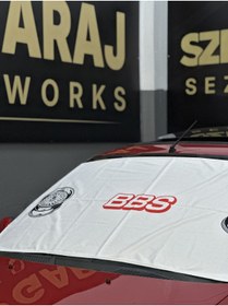 Resim SZR GARAJ BBS DESEN BEYAZ BÜYÜK OTO HAVLU 