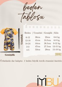 Resim İYİBU Bebek Yüzücü Tulum Mayo Kısa Kollu Fermuar Korumalı Su Itici Esnek Kamyon Desenli Dar Kalıp 