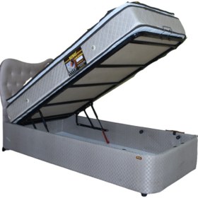 Resim BENGİ TİCARET Baza Yatak Başlık 19346 Standart Kumaş Baza Pedli Full Ort Yatak Kalpli Başlık 100*200 