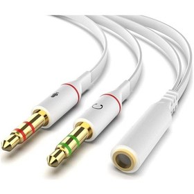 Resim Kulaklık Mikrofon Birleştirici Kablo 3.5Mm Dişi To 2X3.5Mm Erkek 