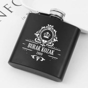 Resim İçki Tutkunu Erkeğe Hediye Konyak Matarası 6 Oz Siyah 