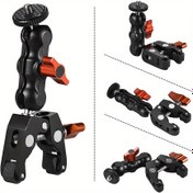 Resim 1 adet Alüminyum Alaşım Çok Fonksiyonlu Top Başlığı Süper saç tokası Jig Kolon 1/4" ve 3/8" Vida Deliği ile, GPS, Cep Telefonu Tutucu ve Spor Kamerası için Uygun 