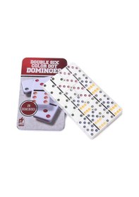 Resim Lüks Metal Kutulu Dayanıklı Melamin Renkli Domino Oyunu Zeka Oyun Seti 28 Parça 6 Çift 
