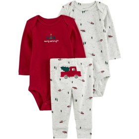 Resim Carter's Layette Christmas Erkek Bebek Body Pantolon 3’lü Set - Kırmızı / 18 Ay 