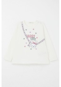 Resim Breeze Kız Bebek Taytlı Takım Mutlu Tavşancık Baskılı Kalpli 9 Ay-3 Yaş, Ekru Ekru 