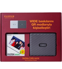 Resim Fujifilm Instax Link Wide Gri Akıllı Telefon Yazıcısı Bundle Box 