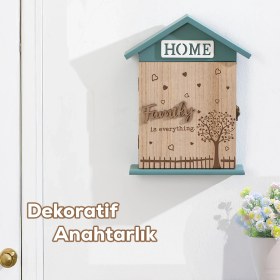 Resim 2073 Duvara Montajlı Dekoratif Anahtarlık Dolabı - Duvar Askılı Anahtar Saklama Kabini 17X27,5CM 