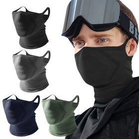 Resim Erkekler için uzun atkı, şık, rüzgar geçirmez, nefes alabilen, geometrik yarım yüz maskesi, asılı kulaklar, erkekler ve kadınlar için uygun, açık hava bisikleti, yürüyüş, koşu, kayak, rol yapma, yaz ve kış için, Noel için en iyisi 