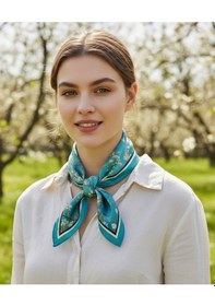 Resim Blue Blossom Desen 70 70cm Bandana/fular Çok Renkli 