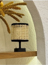 Resim Hazeran & Rattan Masa Üstü Kablosuz Pilli Abajur Masa Lambası Siyah 