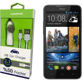 Resim Case Man HTC Desire 516 Araç Şarj Cihazı Adaptör + Data Kablosu Hızlı Şarj Özellikli 
