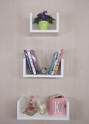 Resim gerekbu Dekoratif 3' Lü Uçan U Raf Duvar Rafı Kitaplık Salon Çocuk Odası Ofis Mutfak Modüler Düzenleyici 