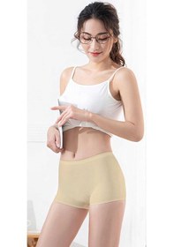 Resim Kadın Dikişsiz Görünmez İz Yapmaz Mini Şort Boxer Ten Altın - Lacivert 