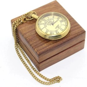 Resim MiraLive Ahşap Kutulu Pirinç Köstekli Saat Model 9 