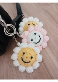 Resim Örgü Amigurumi Papatya Anahtarlık 