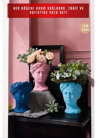 Resim Dekoratif Vazo Seti Obje Ev Dekorasyon Masa Üstü Dekor Vazo Seti Model 37 Açık Mavi Pembe Koyu Mavi Açık Mavi Pembe Koyu Mavi 