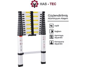 Resim HAS - TEC 5 Metre 14 Basamaklı Düz Uzayan Alüminyum Teleskopik Merdiven 
