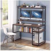 Resim Zizuva Tasarım 120x60x150 CM Raflı Kitaplıklı Ceviz Oyuncu ve Çalışma Masası 