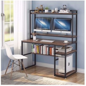 Resim Zizuva Tasarım 120x60x150 CM Raflı Kitaplıklı Ceviz Oyuncu ve Çalışma Masası 