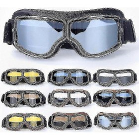 Resim Vintage Stil Jet Kasklar İçin Retro Deri Motosiklet Gözlükleri - Sürüş Ve Açık Hava Maceraları İçin Mükemmel Renk 02 