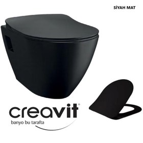 Resim Creavit TP325 Siyah Mat Asma Klozet + Duck Yavaş Kapanır Kapak Siyah Mat 