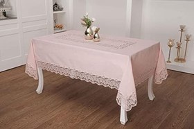 Resim Finezza Beril Lüx Dantelli Keten Kumaş Pudra Masa Örtüsü 160x230 cm - 1124 