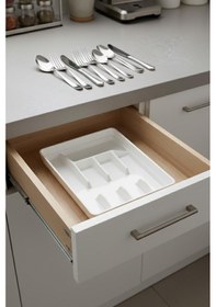 Resim Soft Beyaz Akrilik Raf İçi Kaşıklık 26,5 34,5 4,5 Cm Beyaz 