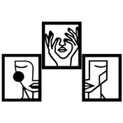 Resim 3 Parça Estetik Kadın Yüzü Dekoratif Ahşap Tablo 