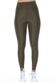 Resim AVVER Yüksek Bel - Geniş Kemerli Toparlayıcı Disko Örme Tayt - Haki 