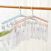 Resim Taşınabilir Katlanabilir Giysi Kurutma Rafı, Rüzgar Geçirmez, 8 Klips, 360° Dönebilen Plastik Askı, Lacivert Kaplama, Çorap, Pantolon, Gömlek, Seyahat ve Ev Dolabı Düzenleyici, Kurutma Rafı 