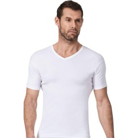 Resim Namaldı Erkek Ribana V Yaka Yarım Kollu Atlet 3'Lü Paket - 131 