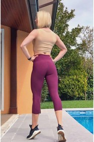 Resim Alışveriş Sokağı Dar Kesim Toparlayıcı Yüksek Bel Kapri Fitness Tayt | STK217-Kapri Tayt 