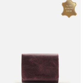 Resim Mafi Magnetic Hakiki Deri Mıknatıslı Unisex Cüzdan Zarif Ve Güvenli Tasarım Bordo 